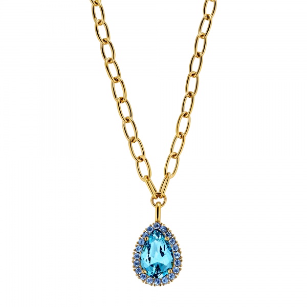 Dyrberg Kern Metta Gold Necklace - Aqua/Light Blue